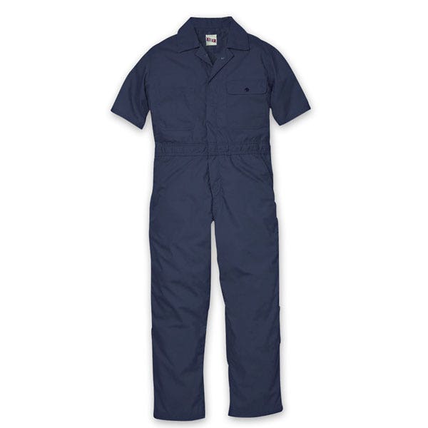 X0000C29293-B-Key Industries Mens Navy Short-Sleeved Lightweight Poplin Unlined Coveralls