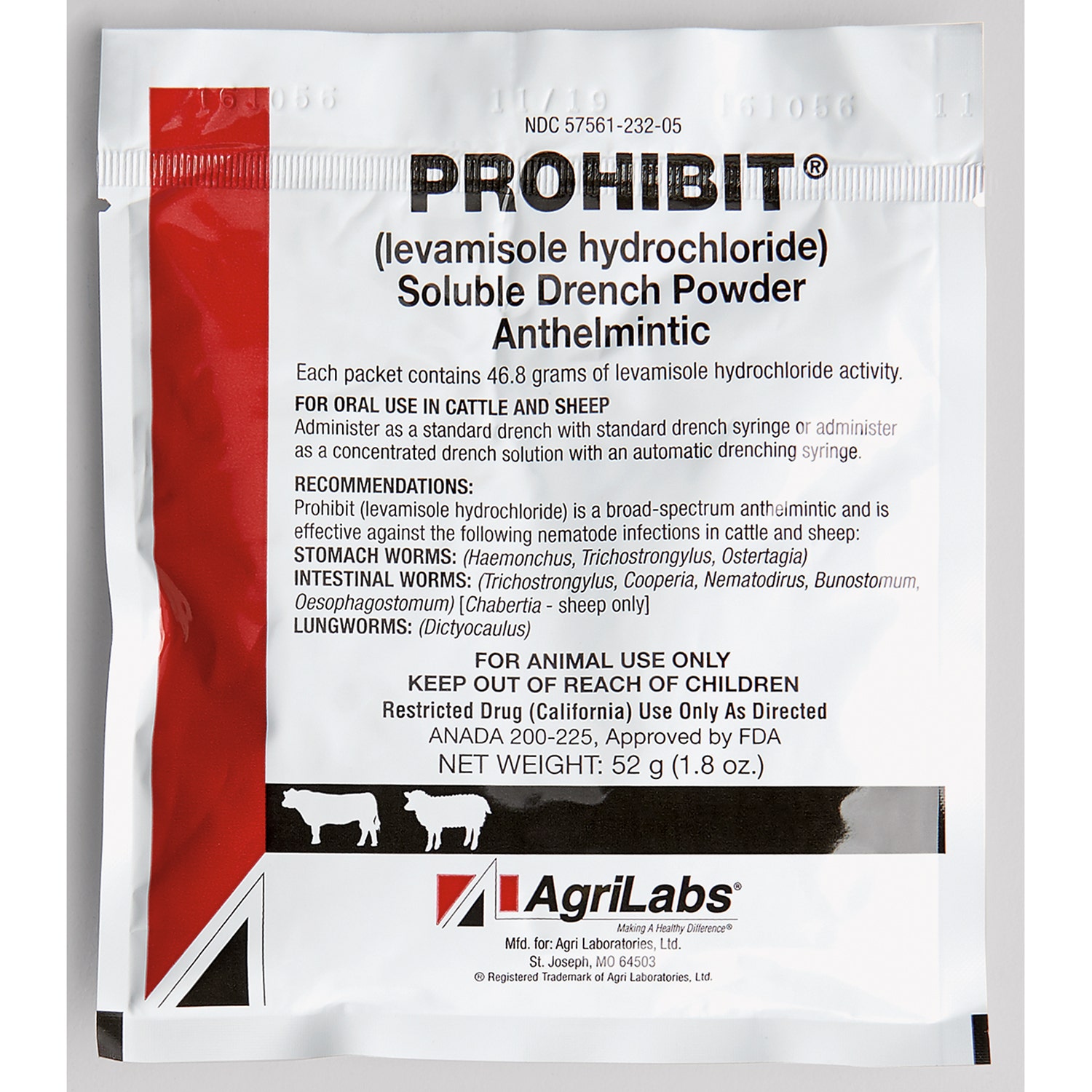C34762-Prohibit® Soluble Drench Powder Anthelmintic - 52 g Packet