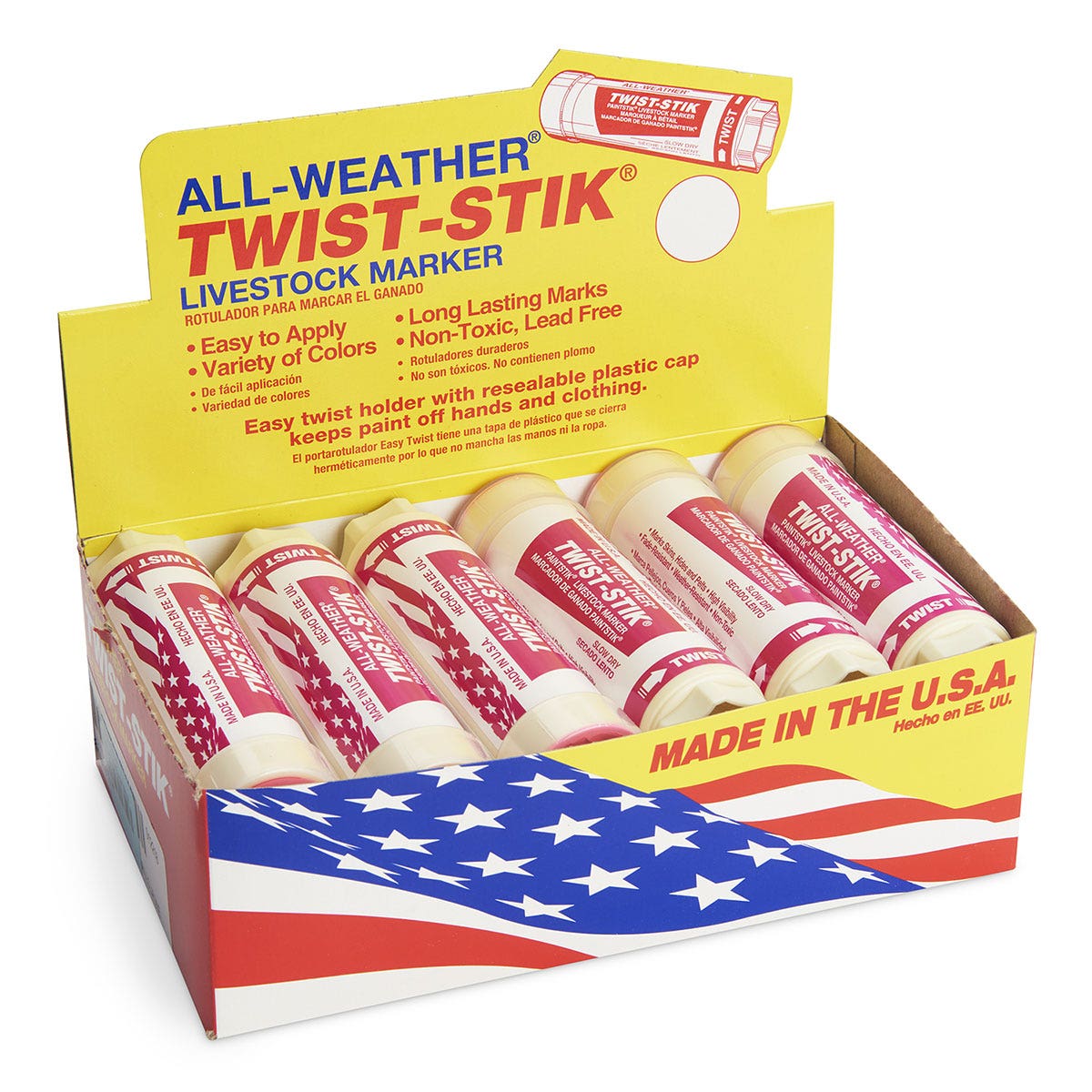 X0000C35865-A-All-Weather® Twist-Stik® Livestock Marker - Box of 12 - Fluorescent