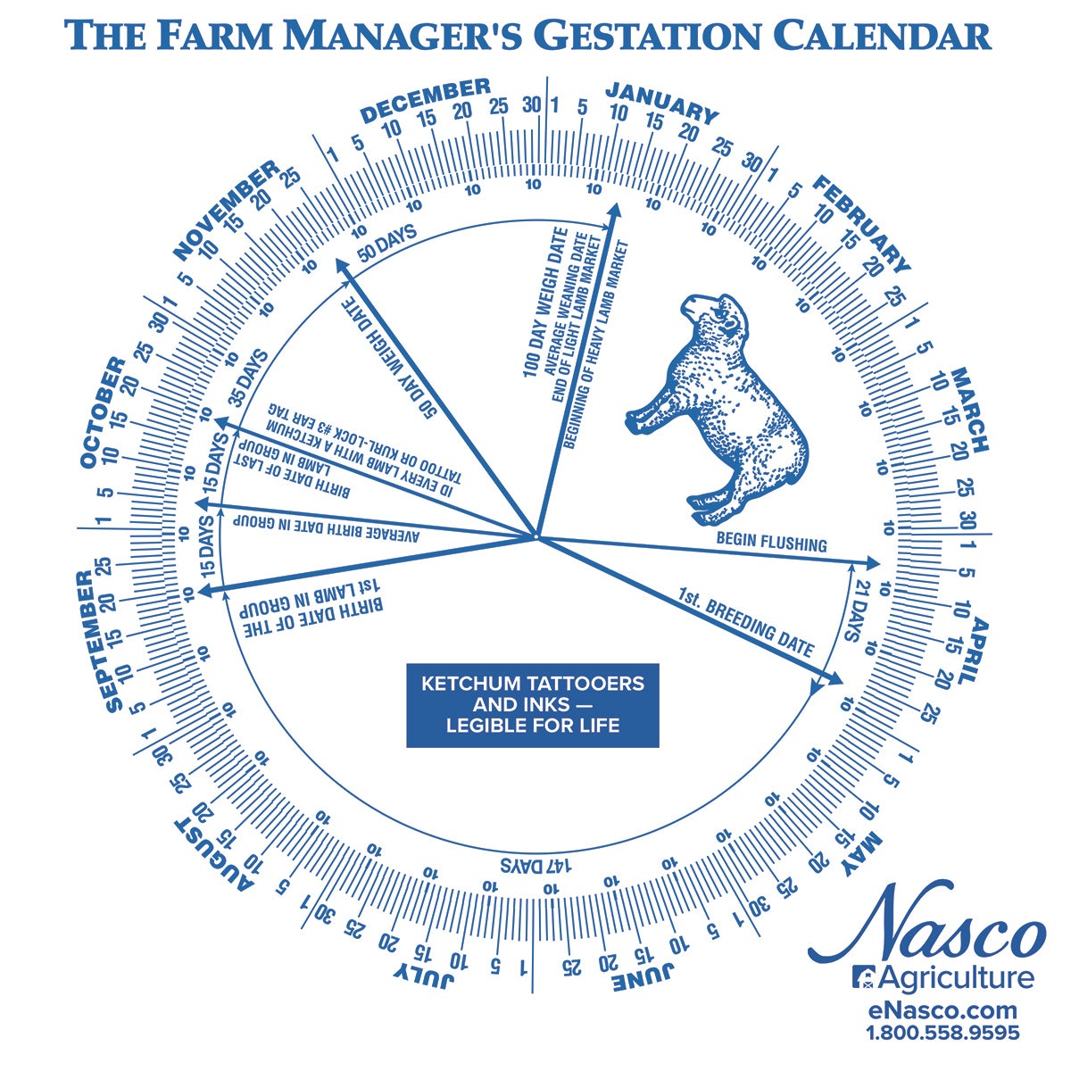 C25169-Sheep Gestation Wheel Calendar