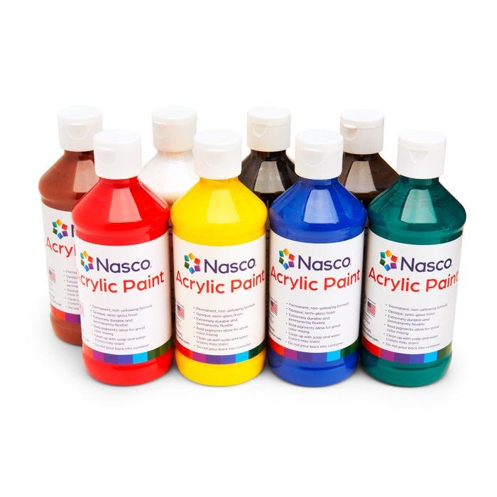 Nasco Acrylic Paint, Eight 8-oz. - Bottle Set