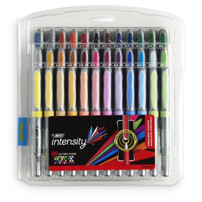 BIC Intensity Fashion Permanent Markers, Ultra Fine Point, Assorted Colors