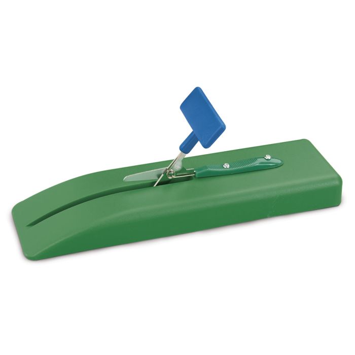 PETA Push Down Table Top Adapted Scissors, 5 Inch, Green/Blue