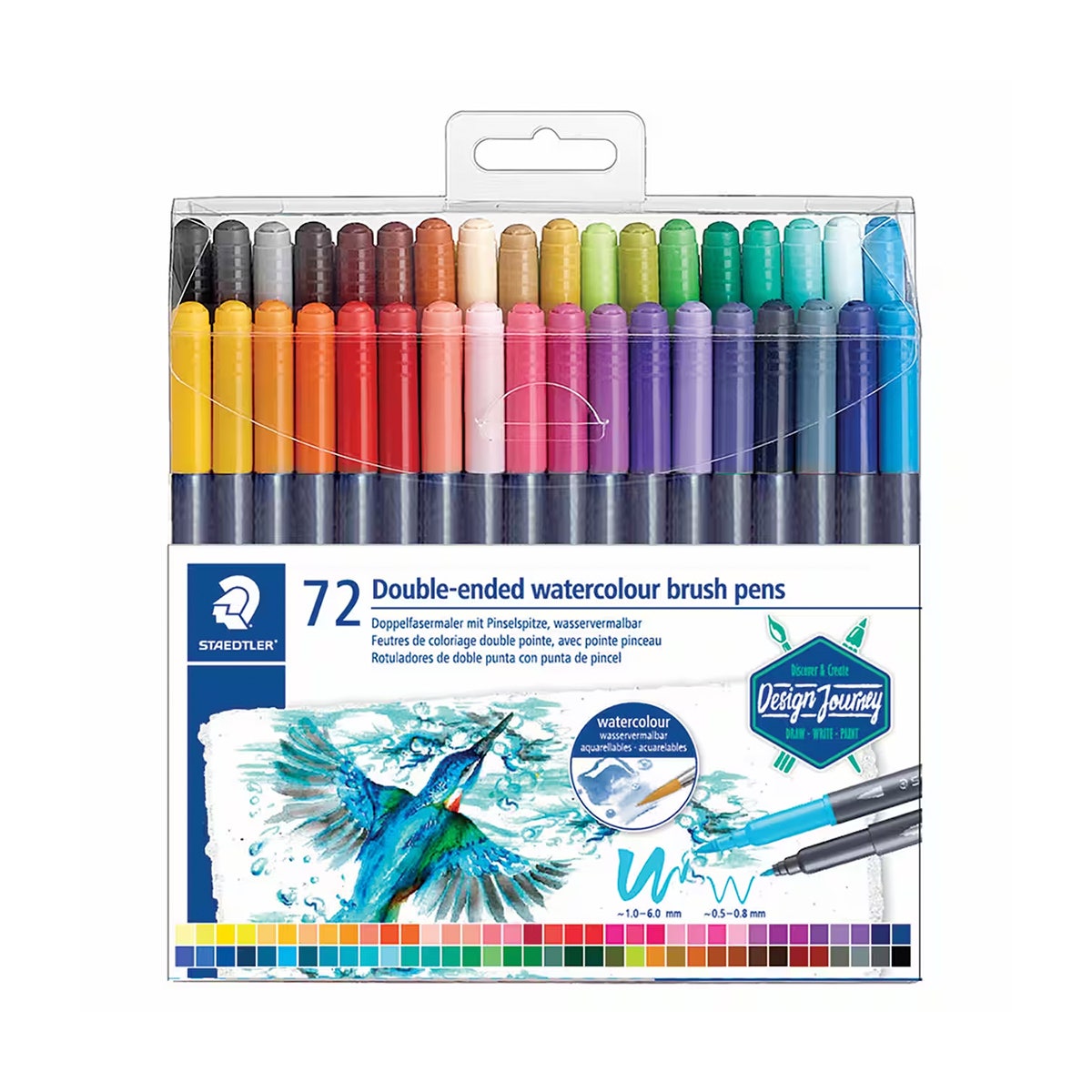 NE20189-STAEDTLER® Marsgraphic Duo Tip Watercolor Brush Markers - Set of 72