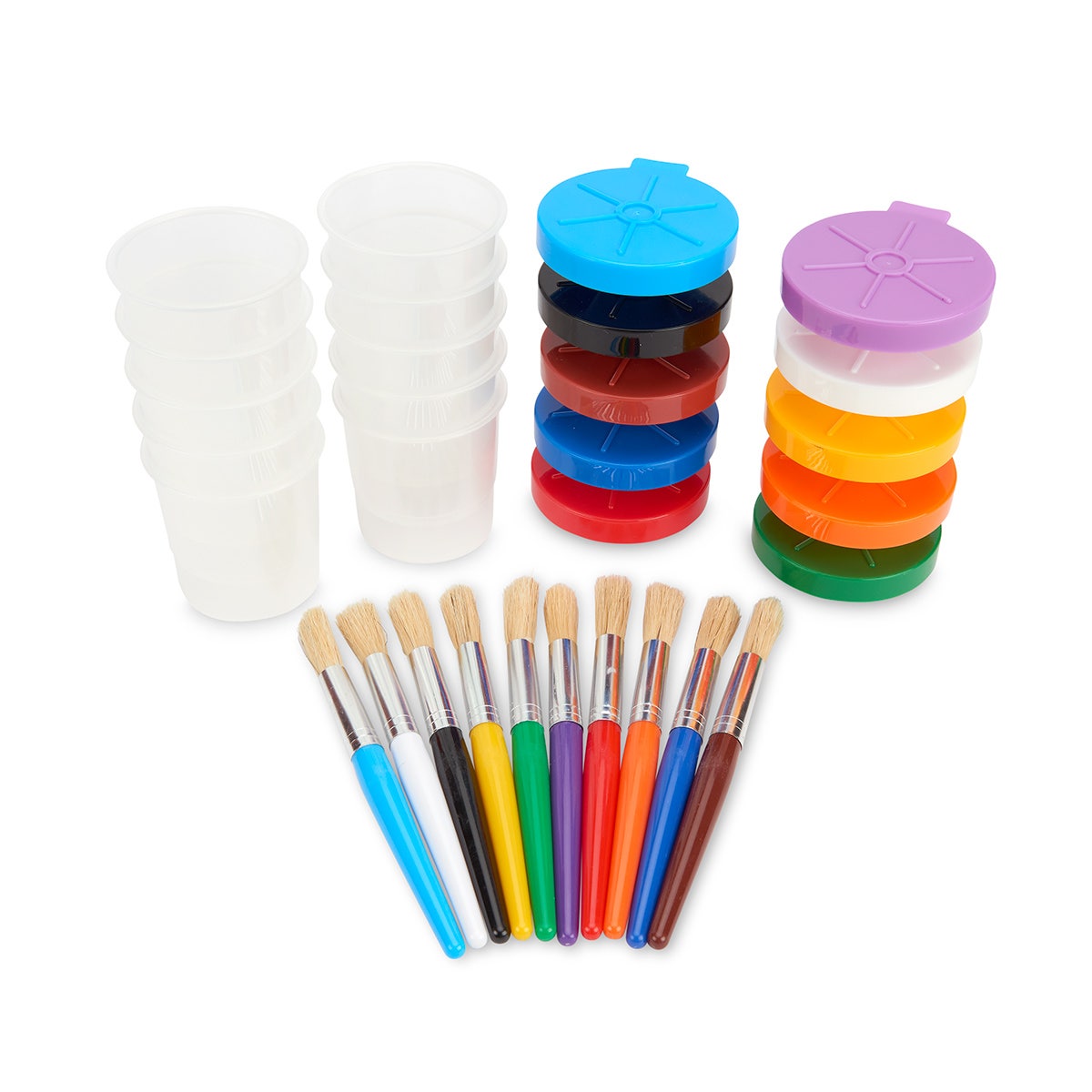 EL10519-No-Spill Paint Cups & Stubby Brushes - Set of 10