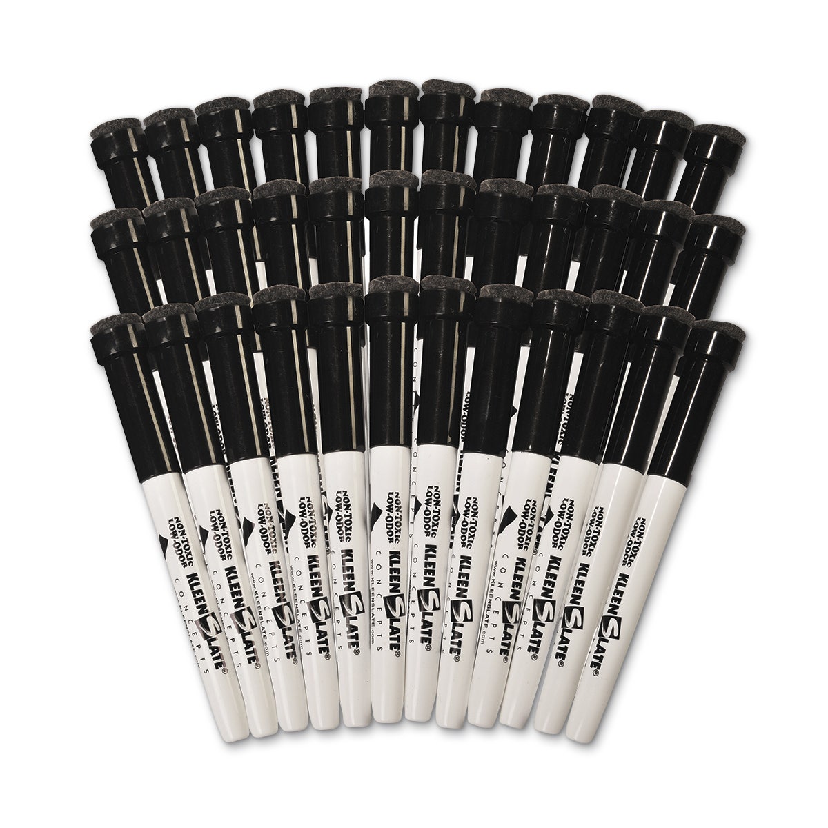 X0000EL12923-KleenSlate® Black Small Dry-Erase Markers with Eraser