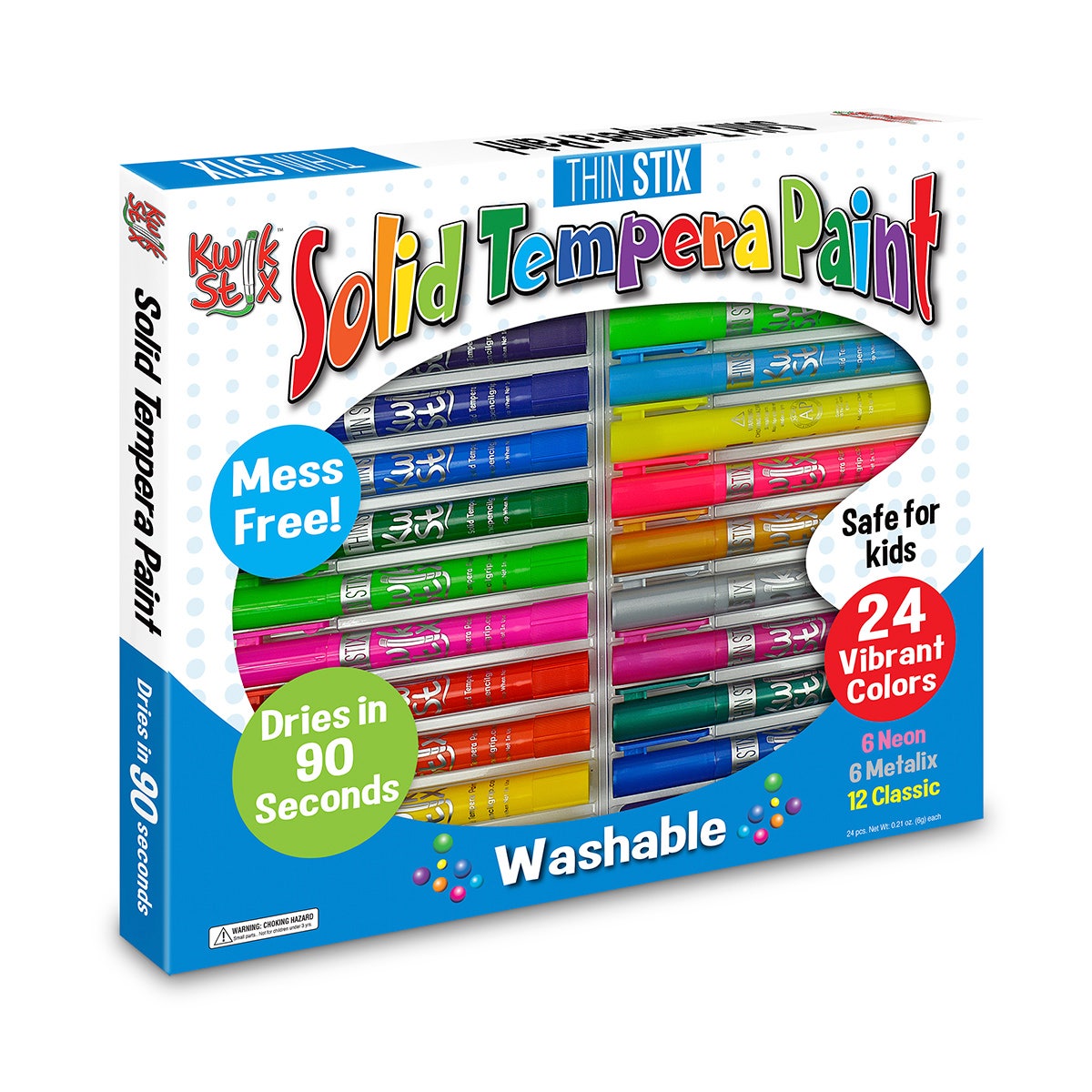 EL15232-Kwik Stix™ Thin Stix™ Solid Tempera Paint - Assorted Pack of 24 Colors