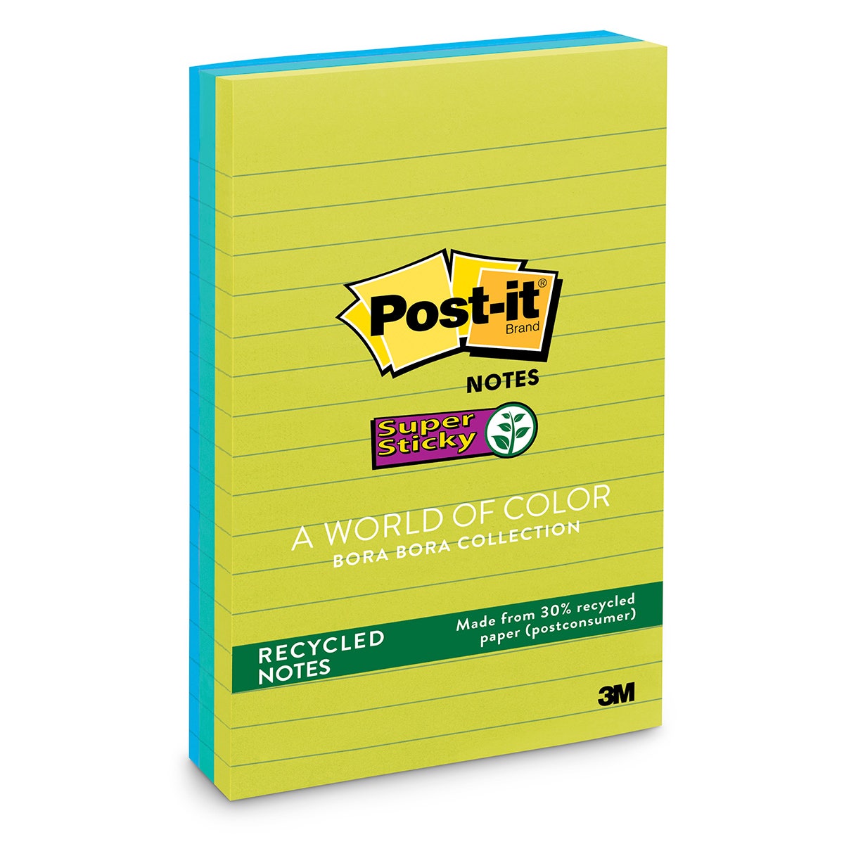BE01184-Post-It&reg; Super Sticky Notes Bora Bora Collection - Pack of 3 - 4 in. x 6 in.