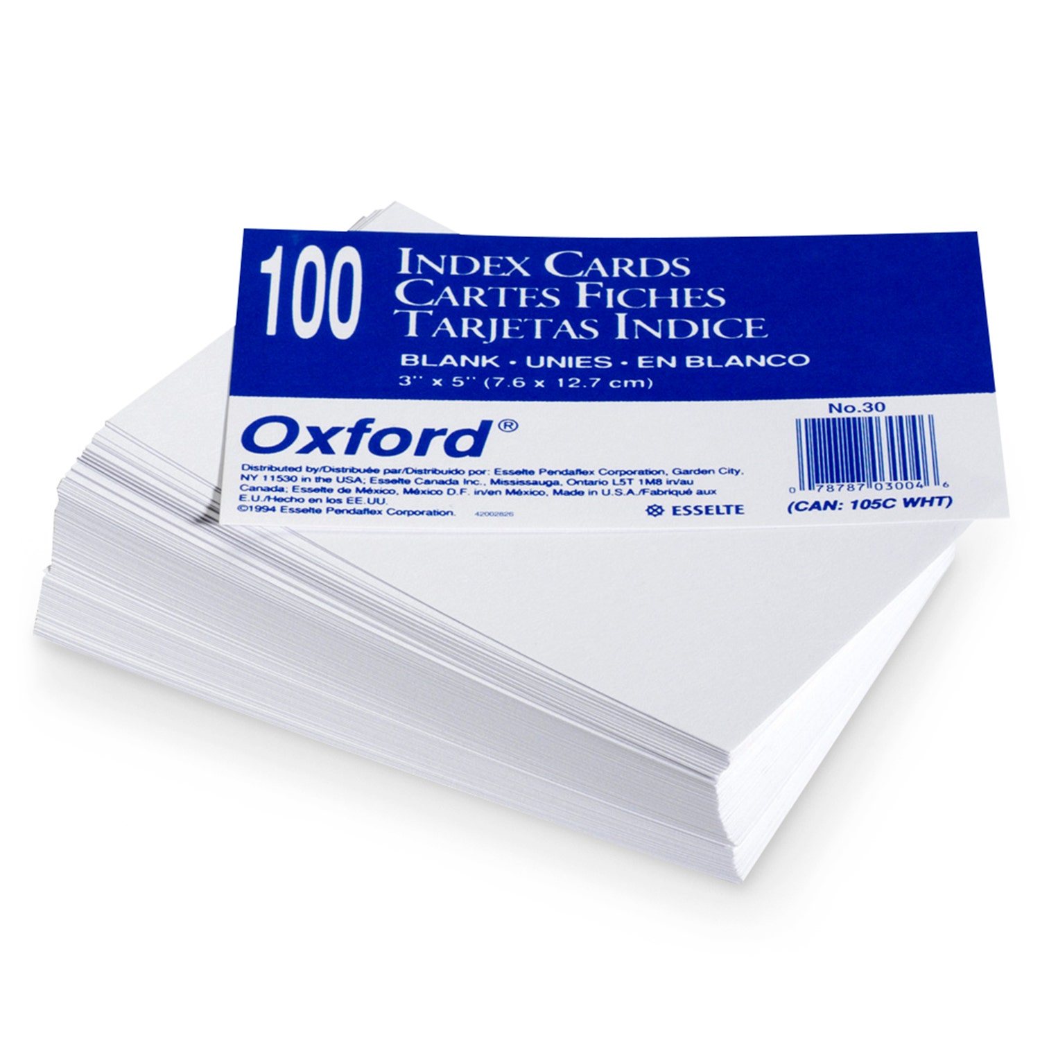 KI01046(Q)-Index Cards - 3 in. x 5 in. - Blank - pk/100