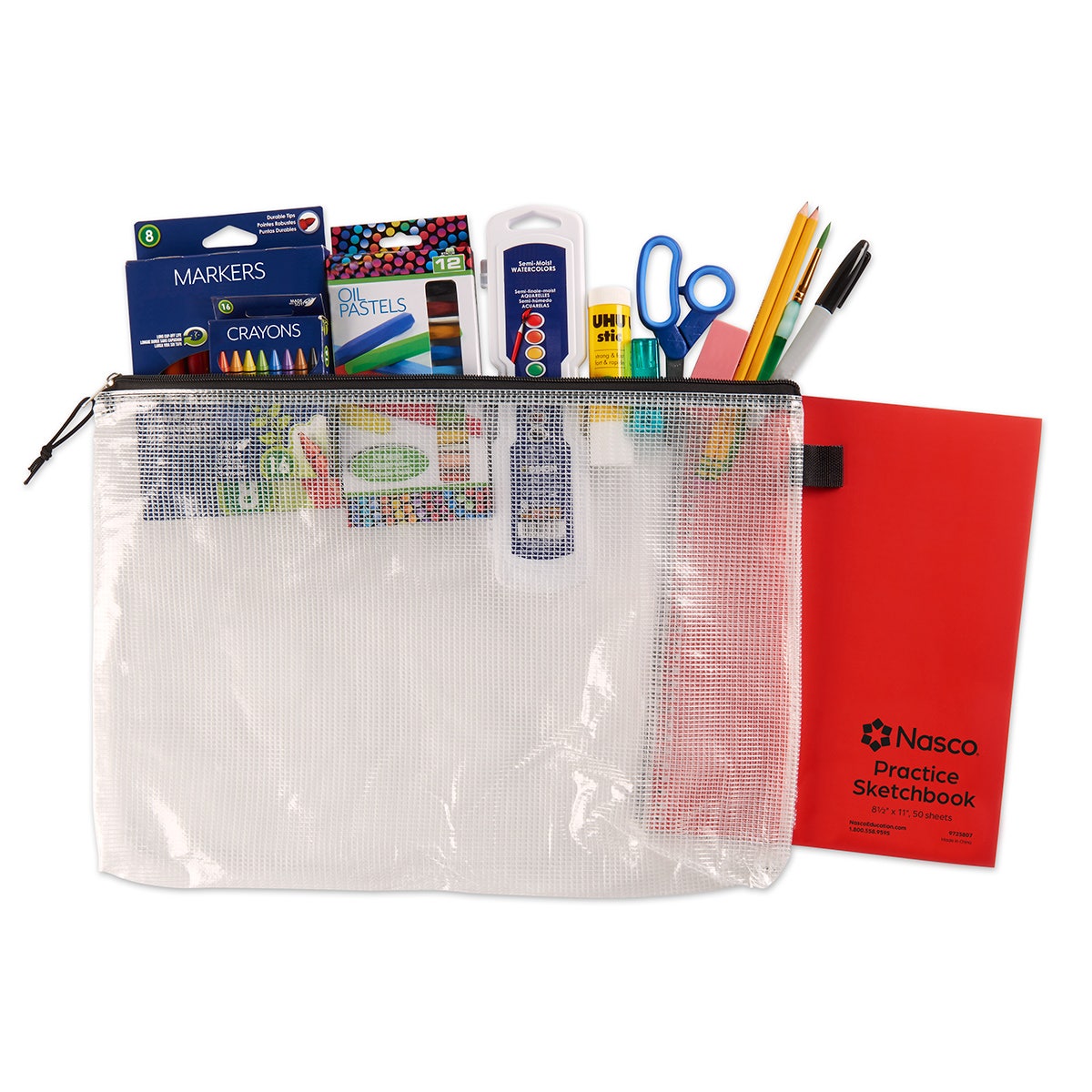 NE20075-Nasco Elementary School Student Art Kit with Sketchbook in a Bag