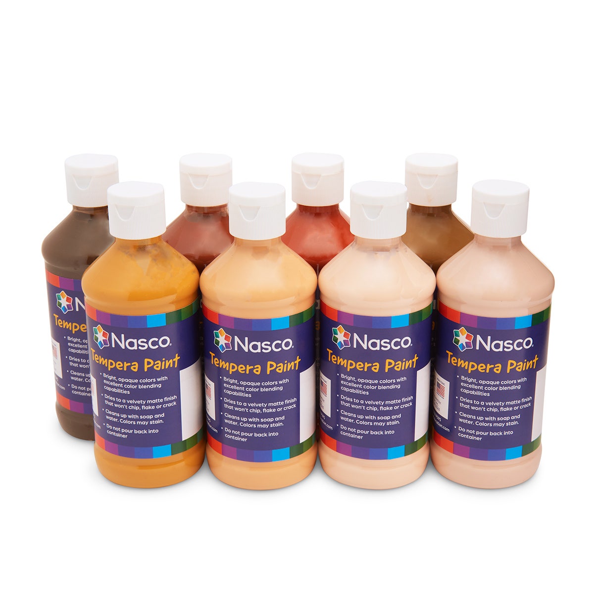 NE20172-Nasco Tempera Paint, 8 oz. Bottles - Set of 8