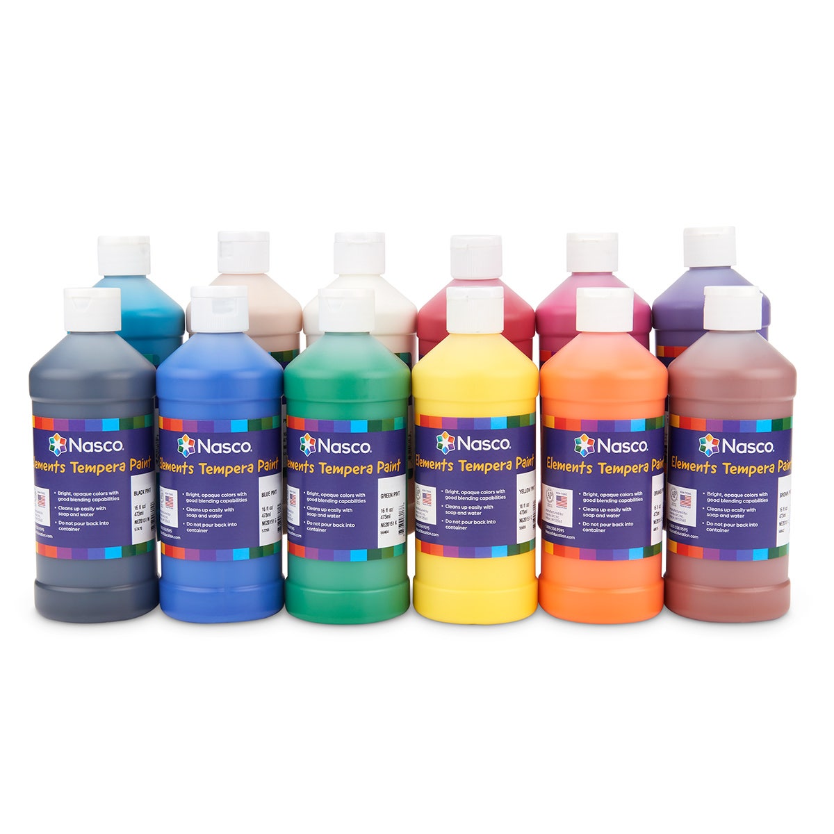 NE20194-Nasco Elements Tempera Paint, Pints - Set of 12