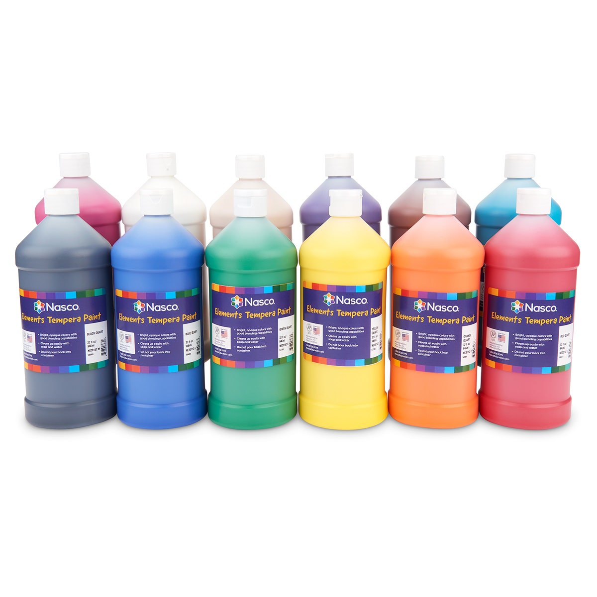 NE20195-Nasco Elements Tempera Paint, Quarts - Set of 12