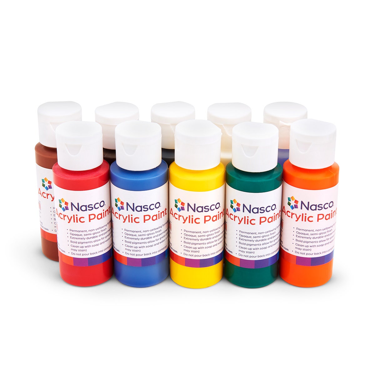 NE20257-Nasco Acrylic Paint 2 oz. Bottles - Set of 10