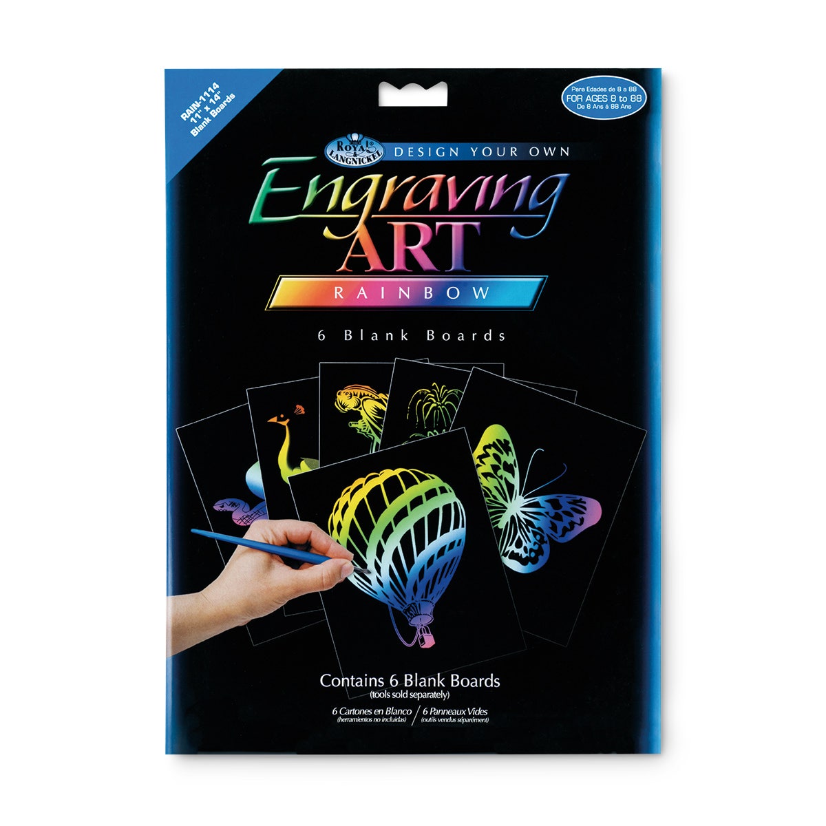 X0000NE20486-Royal Brush® Engraving Art Boards - Rainbow - Set of 6