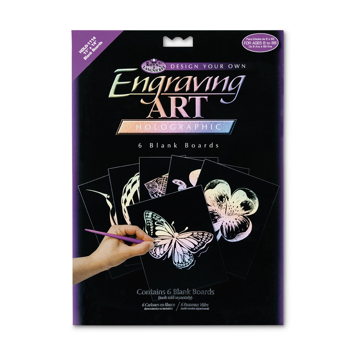 X0000NE20489-Royal Brush® Engraving Art Boards - Holographic Foil - Set of 6