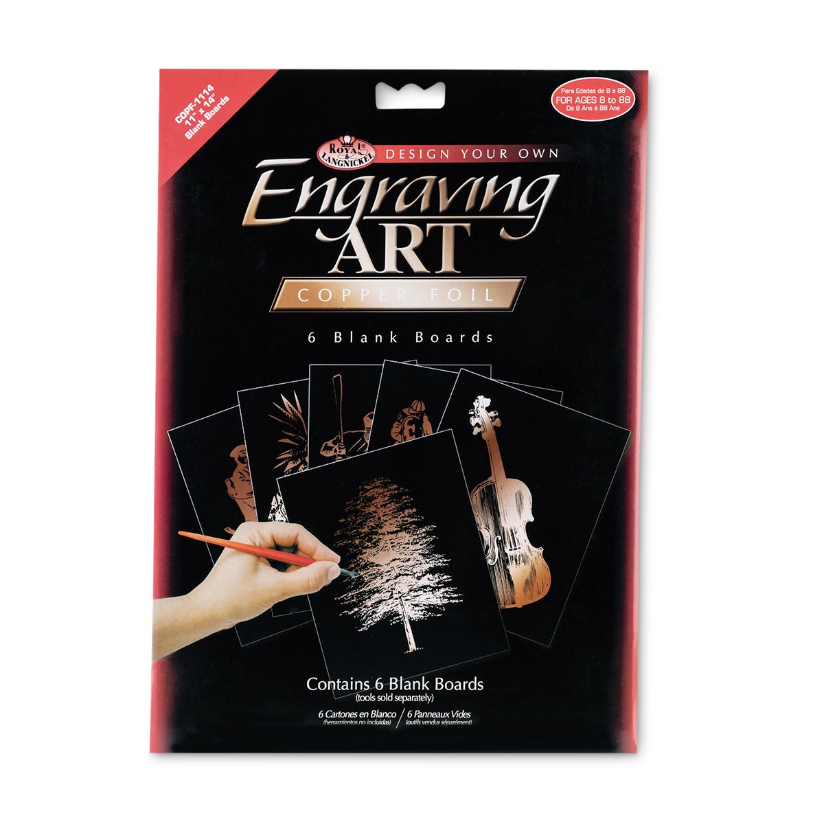 X0000NE20492-Royal Brush® Engraving Art Boards - Copper Foil - Set of 6