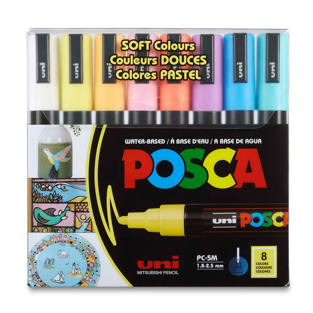 NE20537-POSCA Markers - Soft Colors - Medium Tip - Set of 8