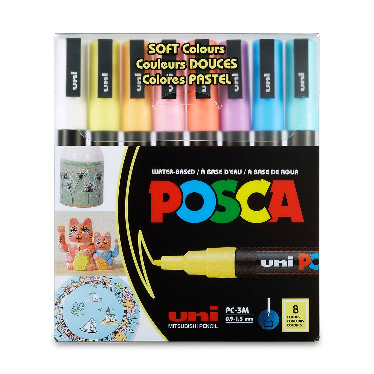 NE20538-POSCA Markers - Soft Colors - Fine Tip - Set of 8