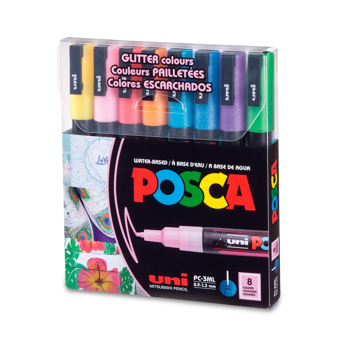 NE20541-POSCA Markers - Glitter - Fine Tip - Set of 8