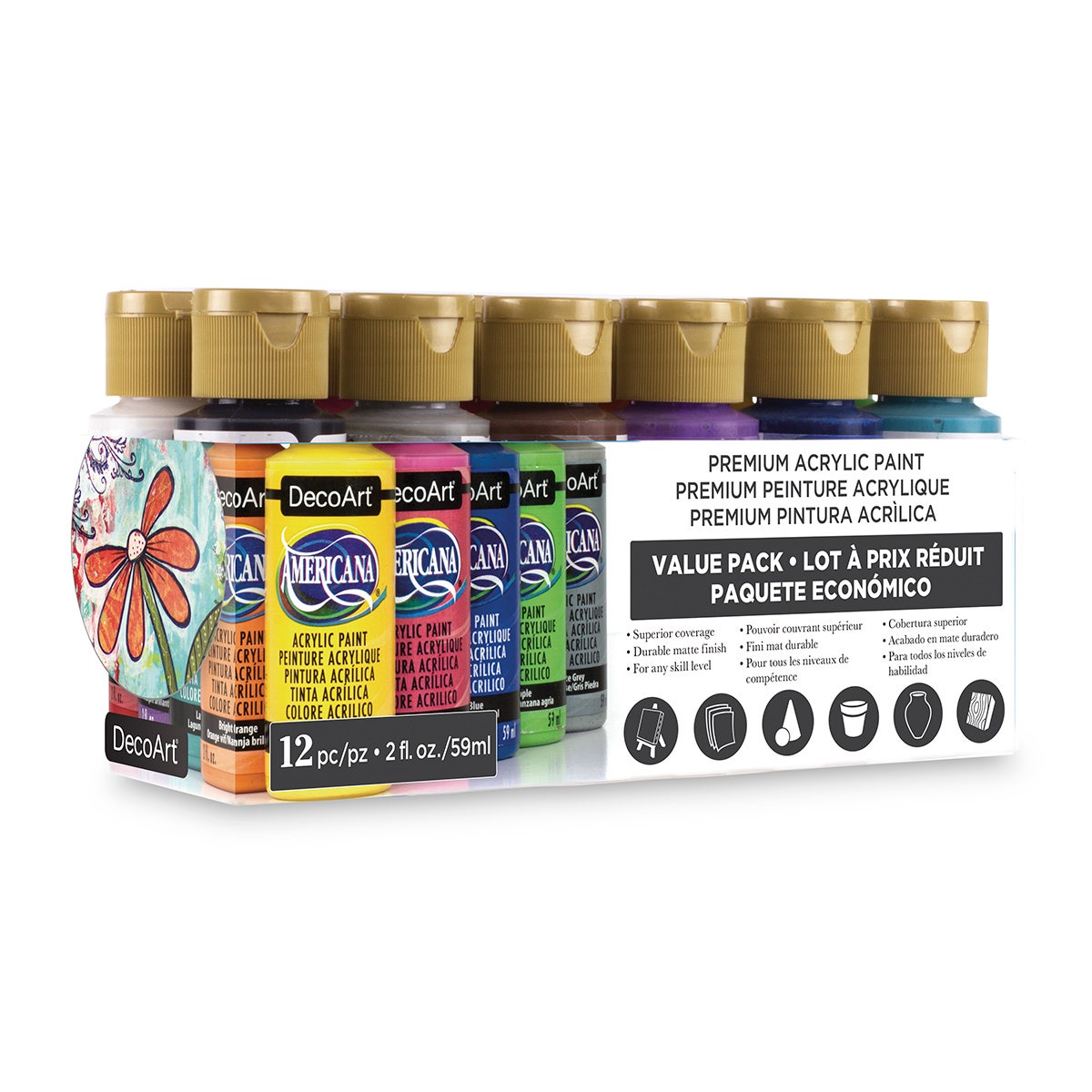 NE20648-DecoArt® Americana Acrylic Paint - Set of 12