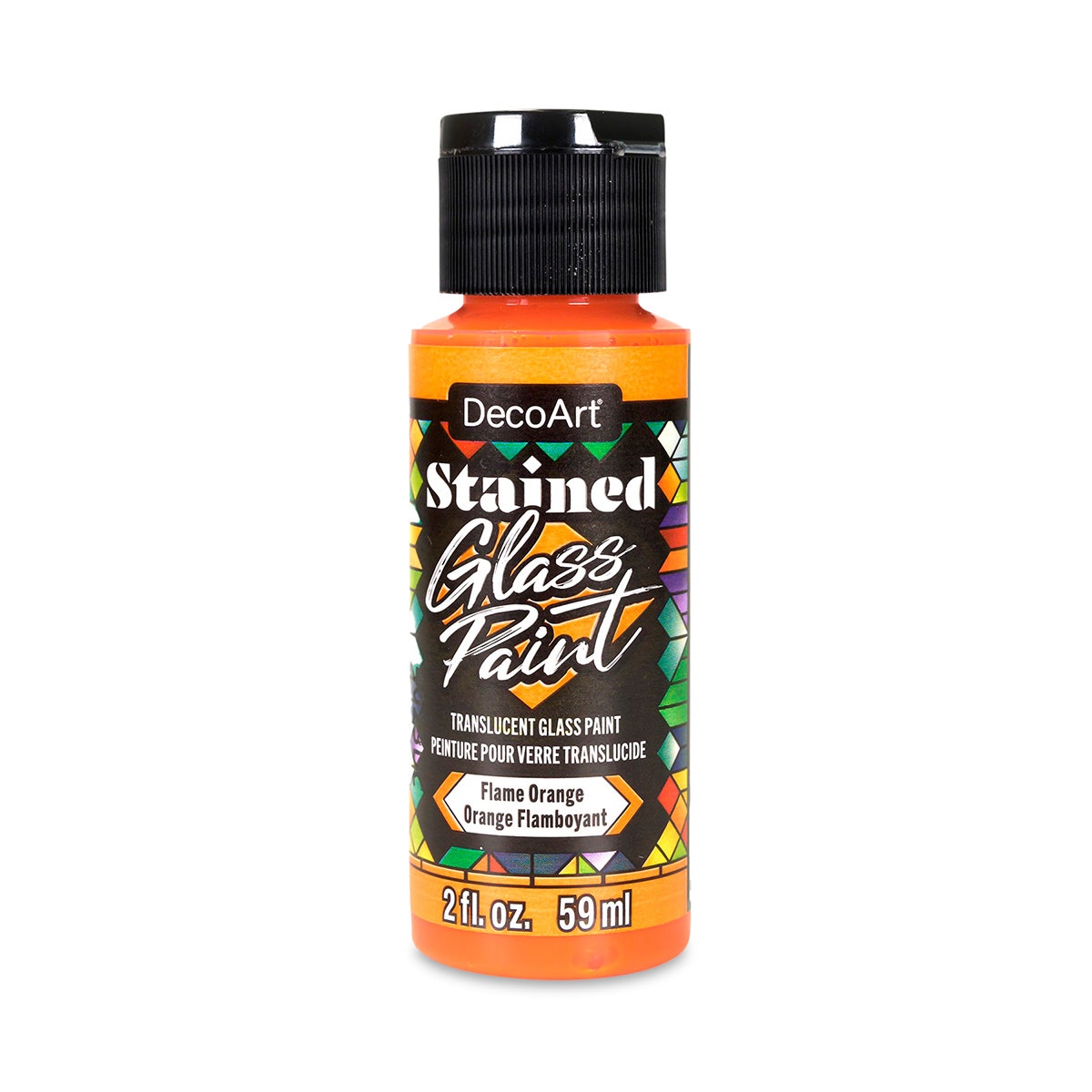 NE20649(B)-DecoArt® Transparent Glass Paint - Flame Orange - 2 oz.