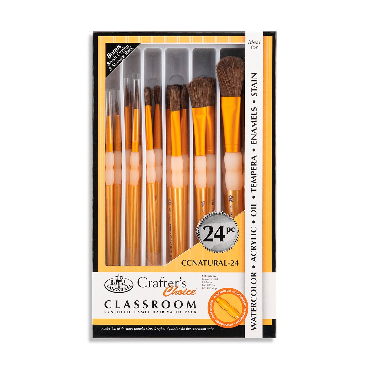 NE20660-Royal Brush® Crafter’s Choice™ 24-Piece Natural Hair Paint Brush Set 