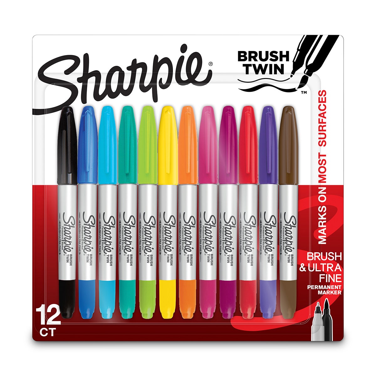 NE20698-Sharpie® Brush Twin Permanent Markers - Set of 12