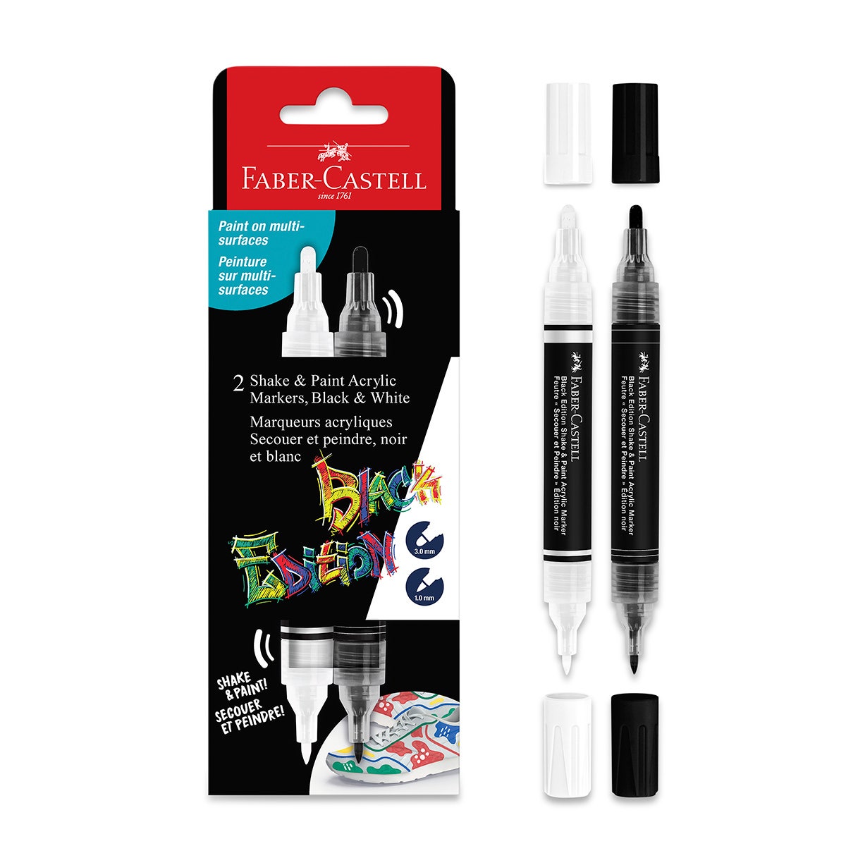 NE20770-Faber-Castell® Black Edition Shake & Paint Acrylic Markers - Black & White 