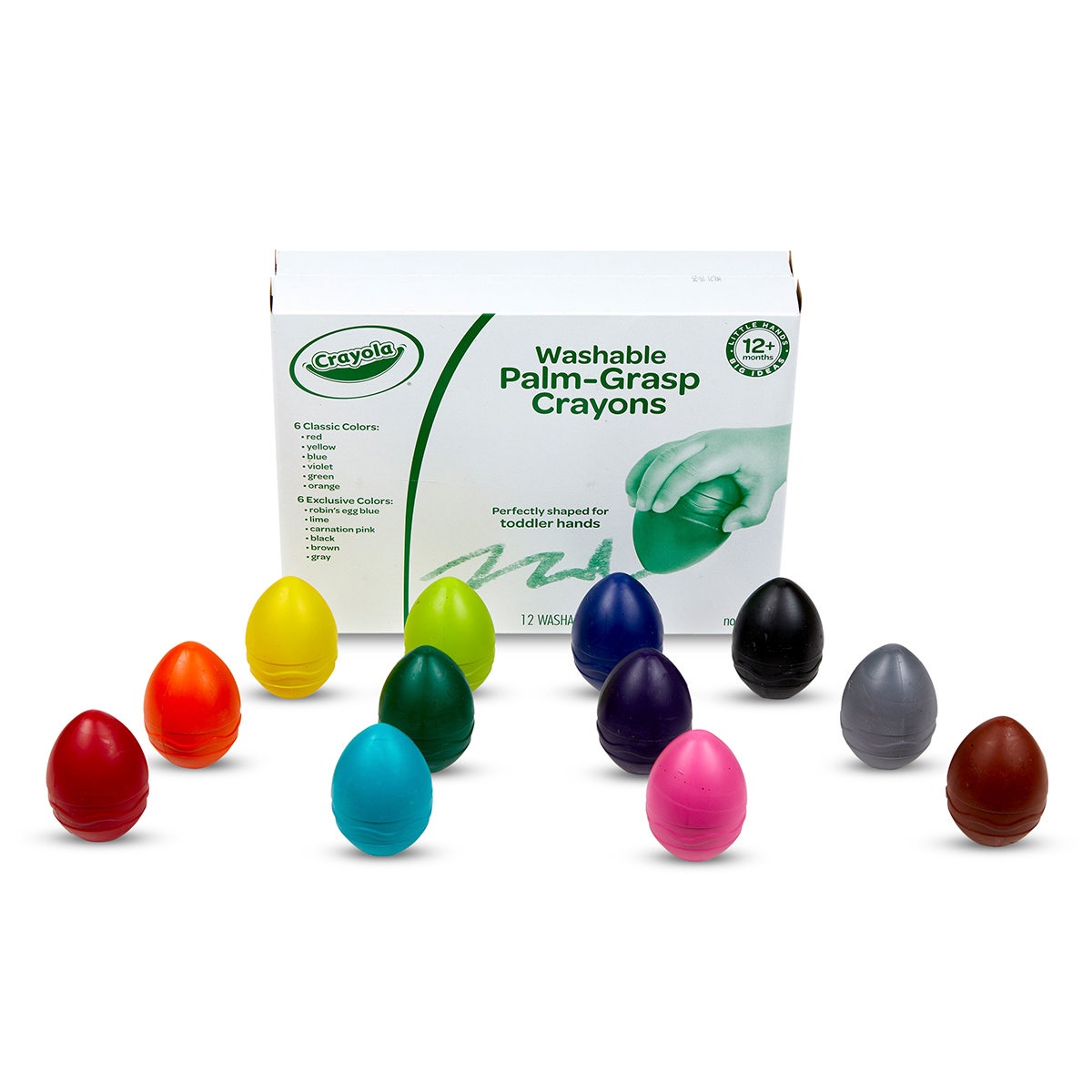 NE20830-Crayola® Washable Palm Grasp Crayons - Set of 12 