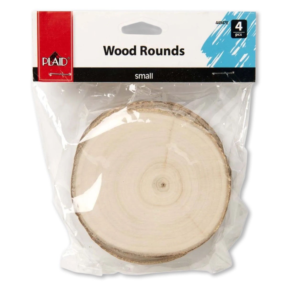 NE20936-Plaid® Small Wood Rounds with Bark - 4 in. - Set of 4