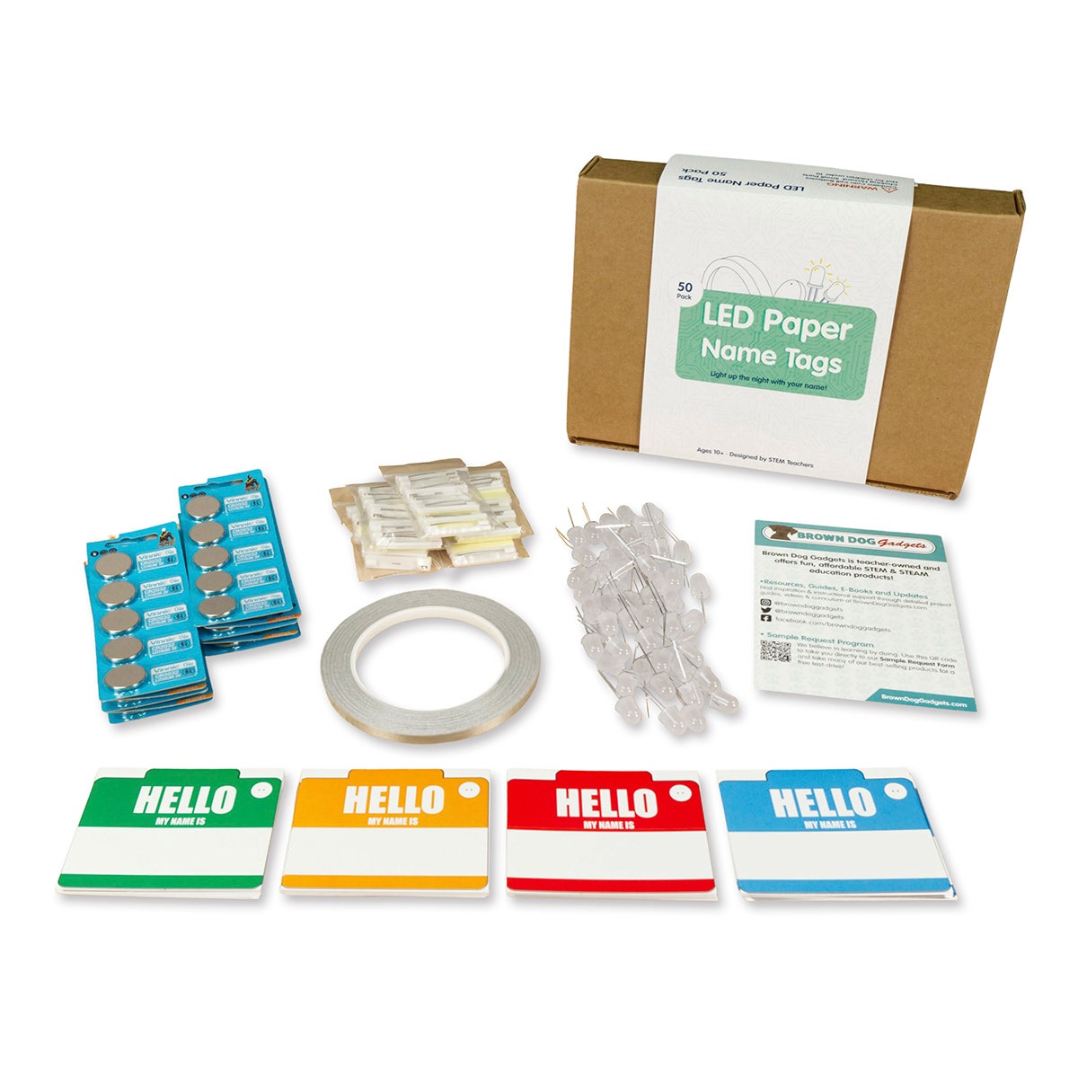 NE30513-Brown Dog Gadgets LED Paper Name Tag Classroom Set