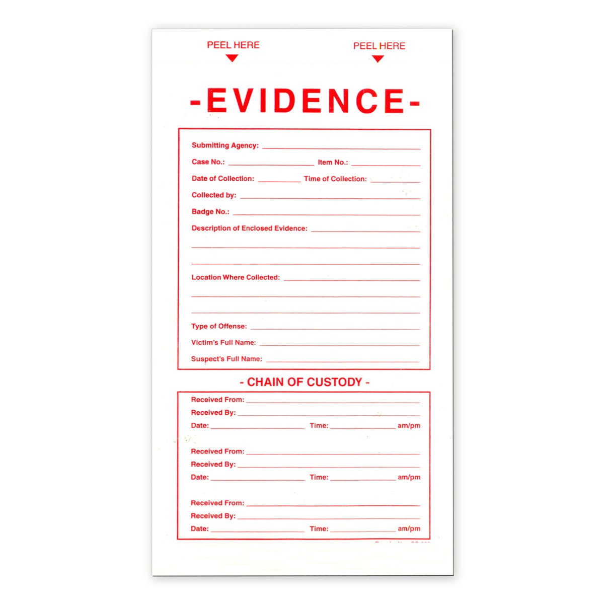 NE30514-Evidence & Chain of Custody Labels - Pack of 100