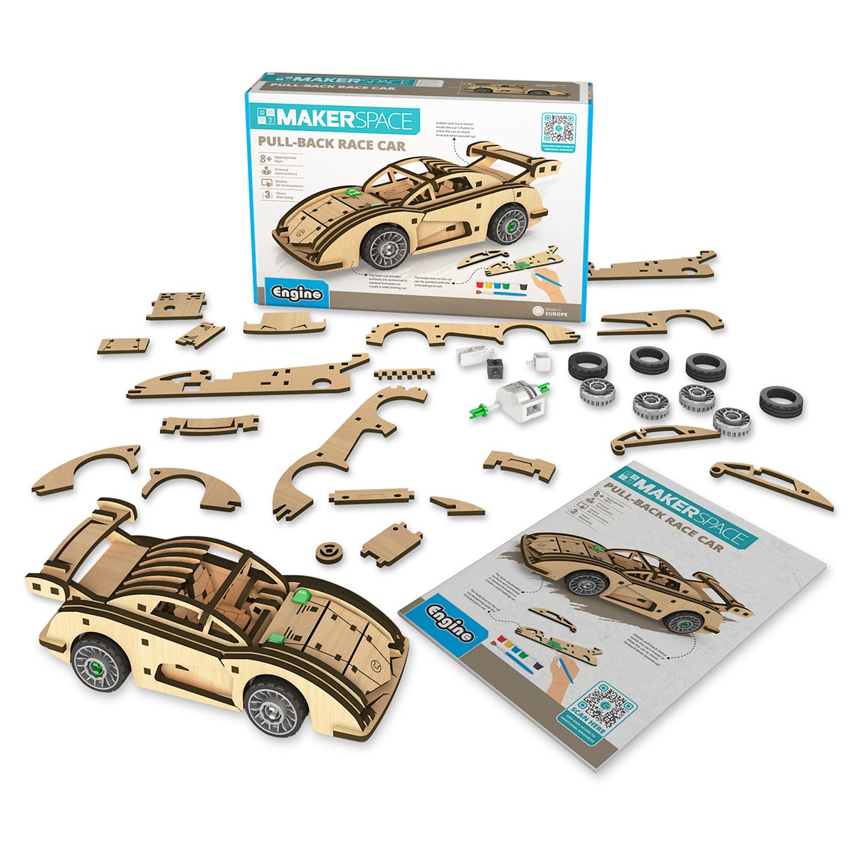 NE30757-ENGINO® MAKERSPACE: Pull Back Race Car