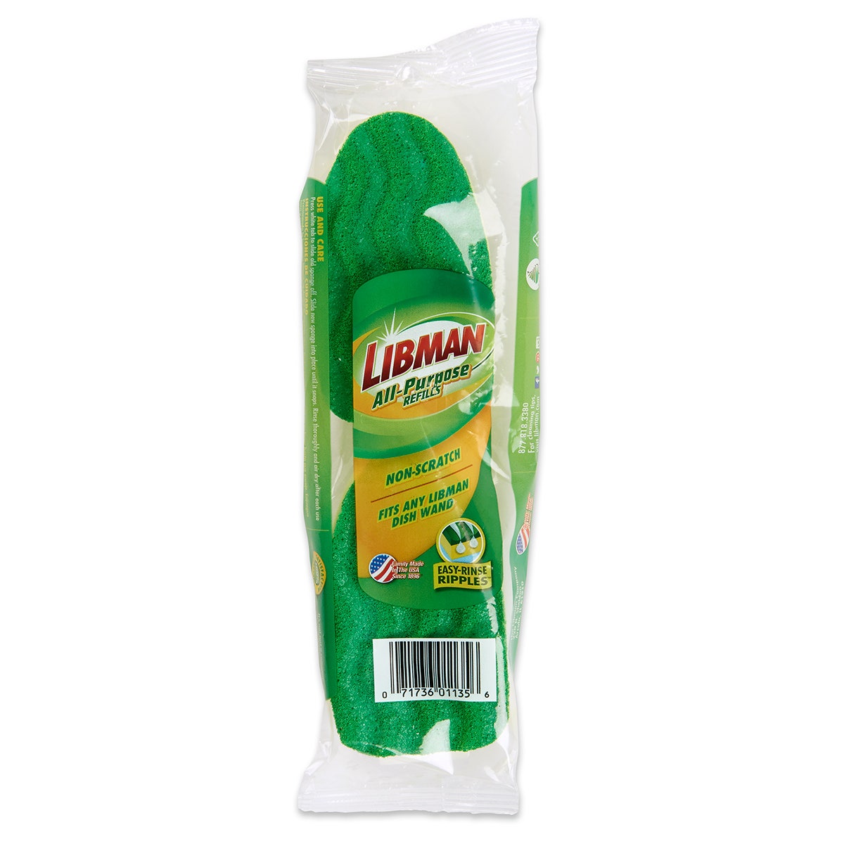 NE40079-Libman® Replacement Sponge Heads for All-Purpose Scrubbing Dish Wand, Pkg. of 2