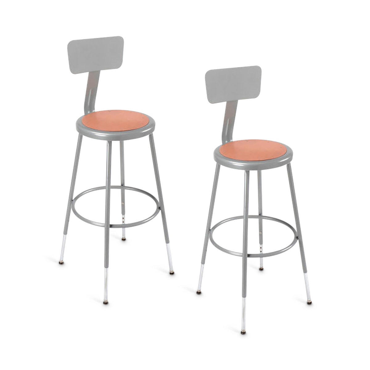 NE40407-Interion® Steel Shop Stools with Backrest - 25–33 in. H - Gray - Set of 2 