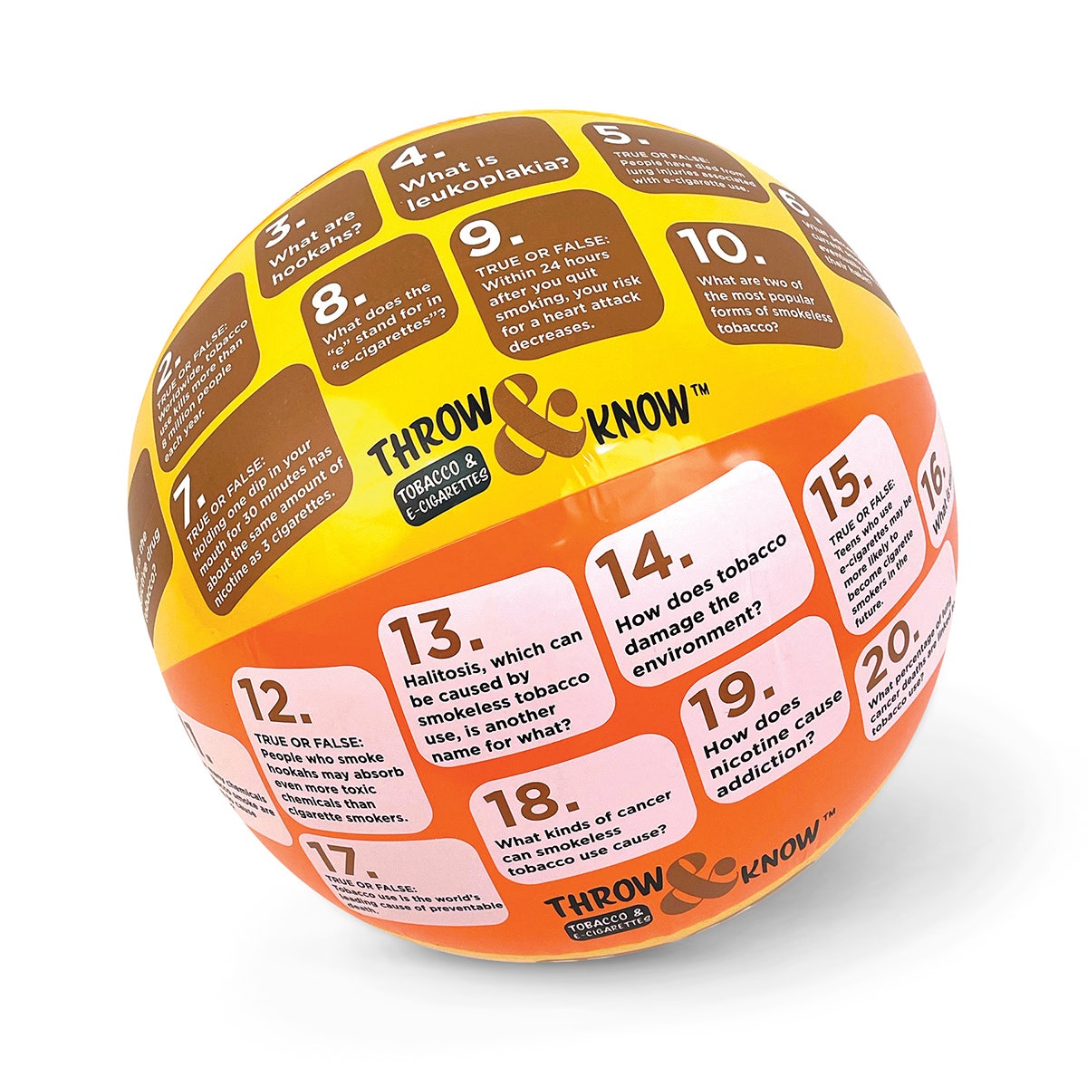 NE40507-Tobacco And E-Cigarettes Throw & Know™ Activity Ball