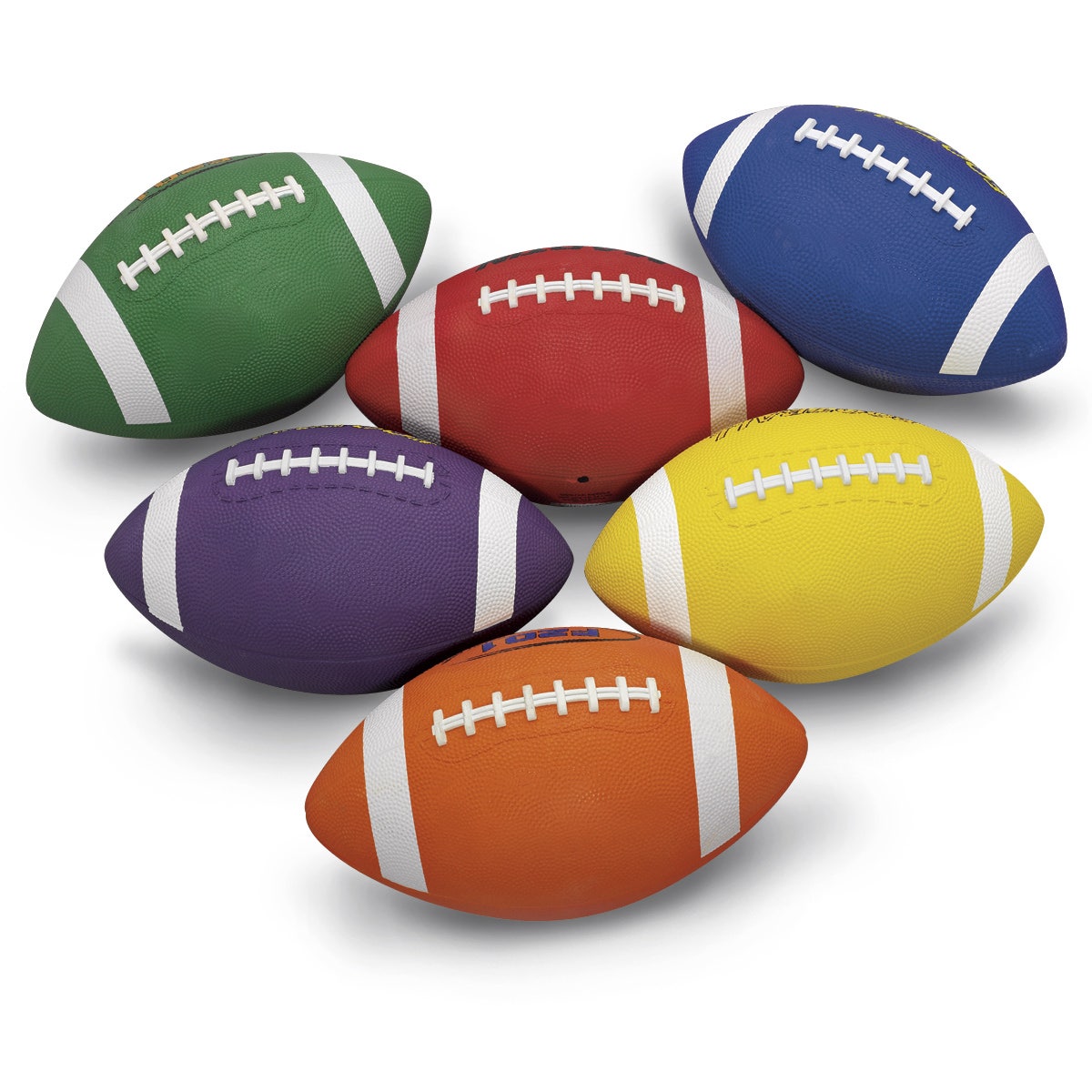 PE02729-Nasco Colored Football Set, 6 Balls - Size 4