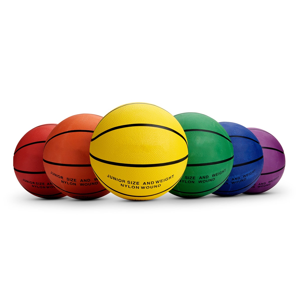 PE02734-Nasco Colored Basketballs, 6 Balls - Junior Size 5