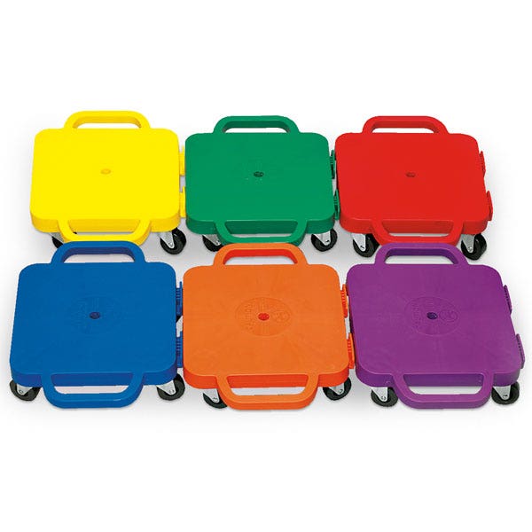 PE03519-12 in. Connect-A-Scooters® with Heavy-Duty Ball Bearing Casters - 6-Color Set