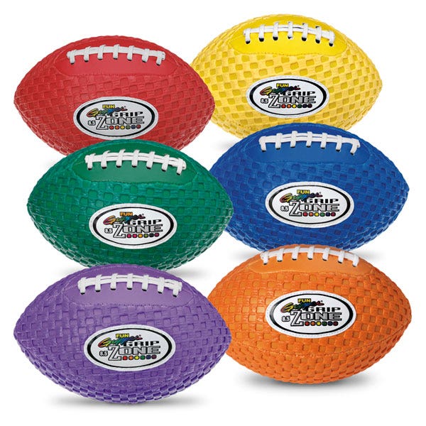 PE03894-10 in. L Fun Gripper™ - Grip Zone™ Footballs - 6-Color Set