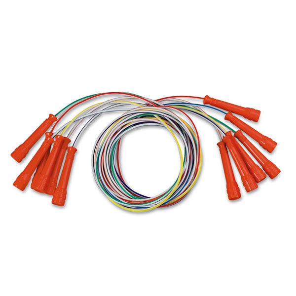 PE07327-ExerRope™ Deluxe Vinyl Striped Licorice Speed Ropes - Set of 6, 7 ft.