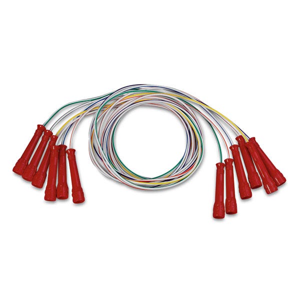 PE07328-ExerRope™ Deluxe Vinyl Striped Licorice Speed Ropes - Set of 6, 8 ft.