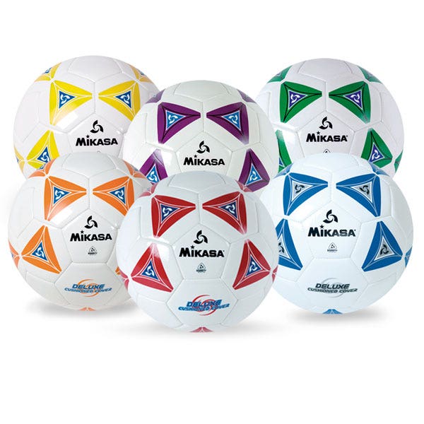 PE09256-Mikasa® Deluxe Cushioned Cover Soccer Ball - 6-Color Set - Size 4