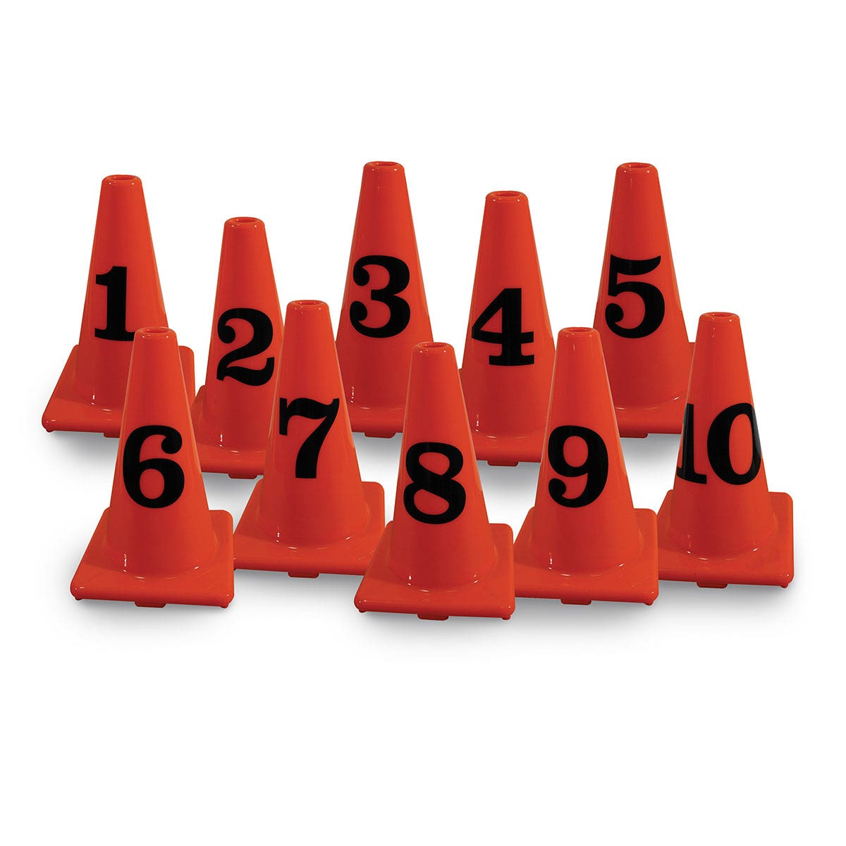 PE09641-Poly 12 in. Numbered Cones - Set of 1-10 - Orange