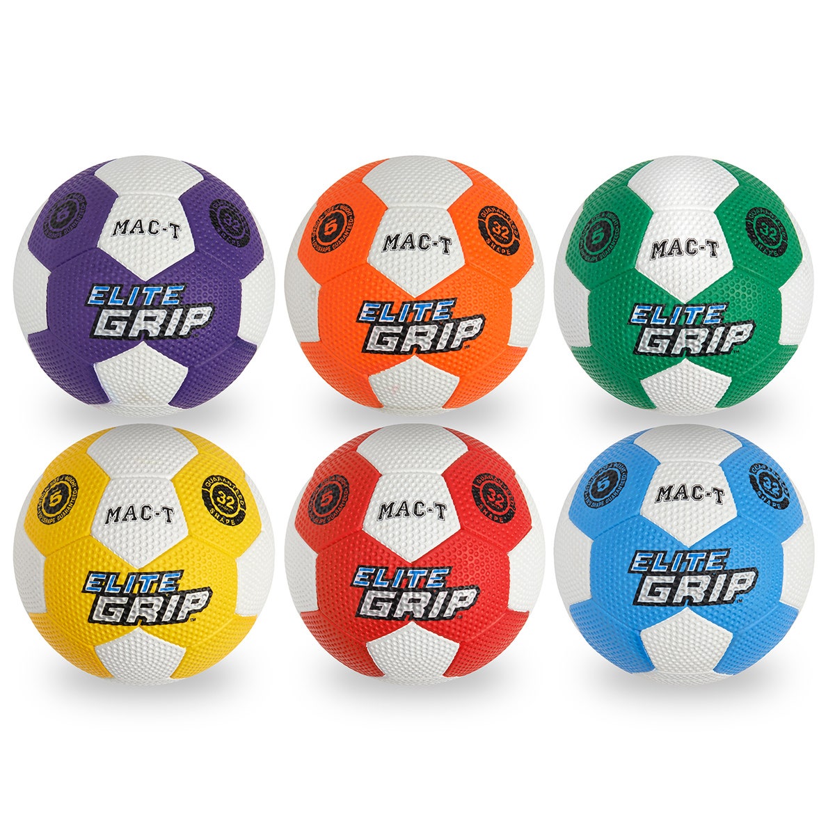 PE09803-Nasco Elite Grip™ Colored Soccer Balls - Size 5 - Set of 6 - Assorted Colors
