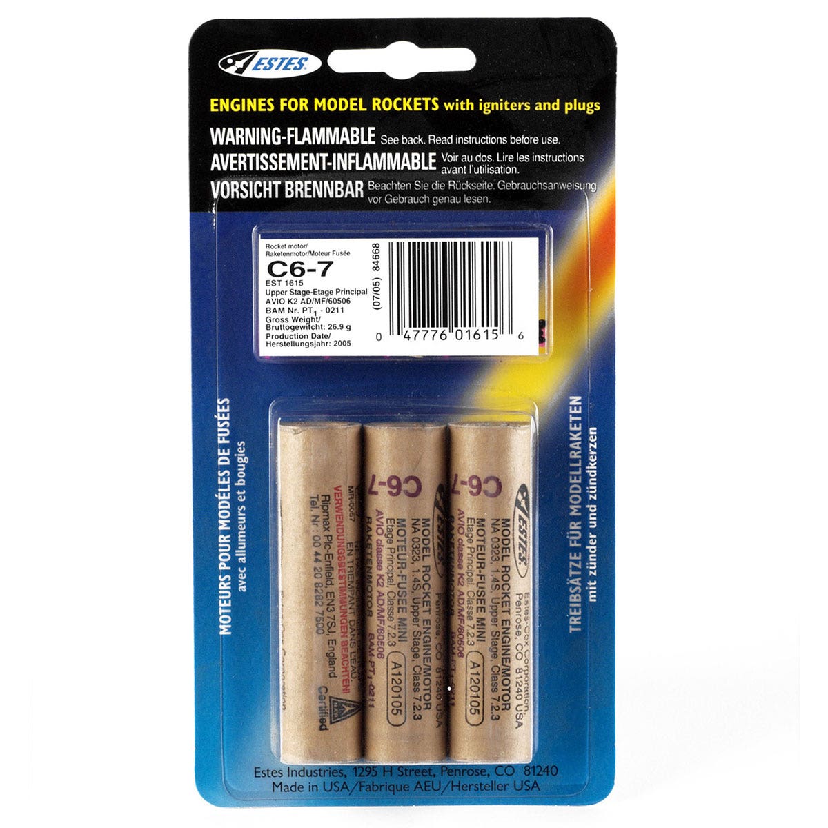SA02664-Estes® C6-7 Upper-Stage Rocket Engine - Purple Label