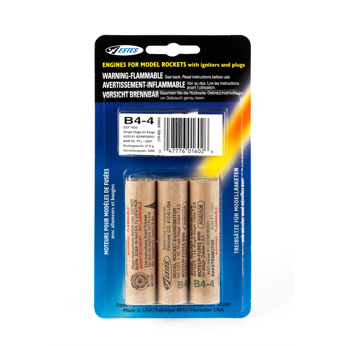 SB11149-Estes® B4-4 Single-Stage Rocket Engines - Green Label