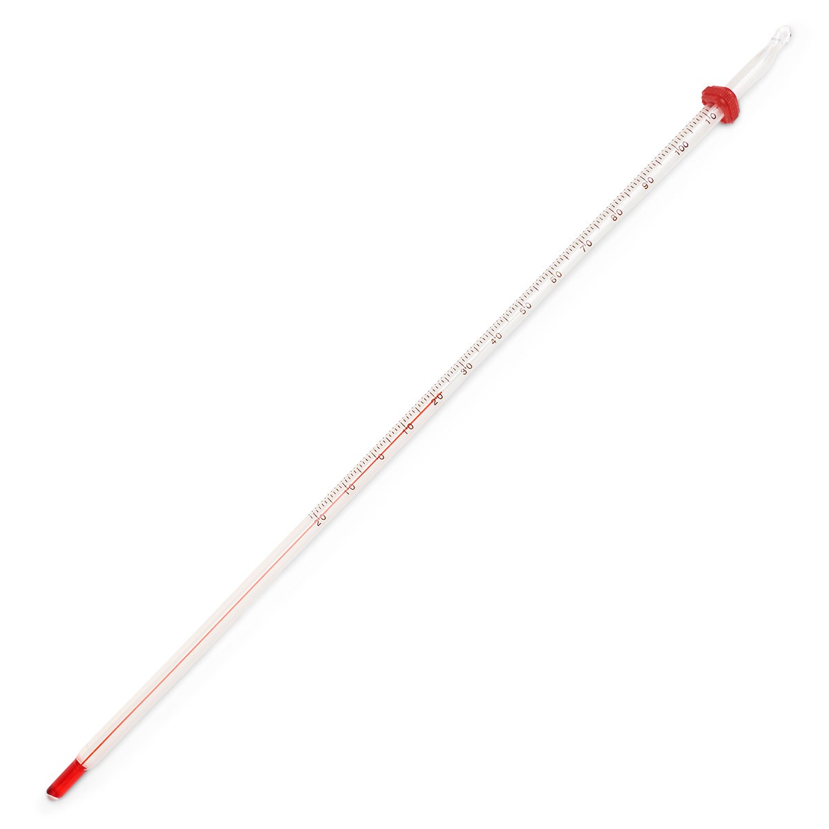 SB15197-General Laboratory Red Liquid Thermometer: -20° to 110°C/0° to 230°F Double Scale, Partial
