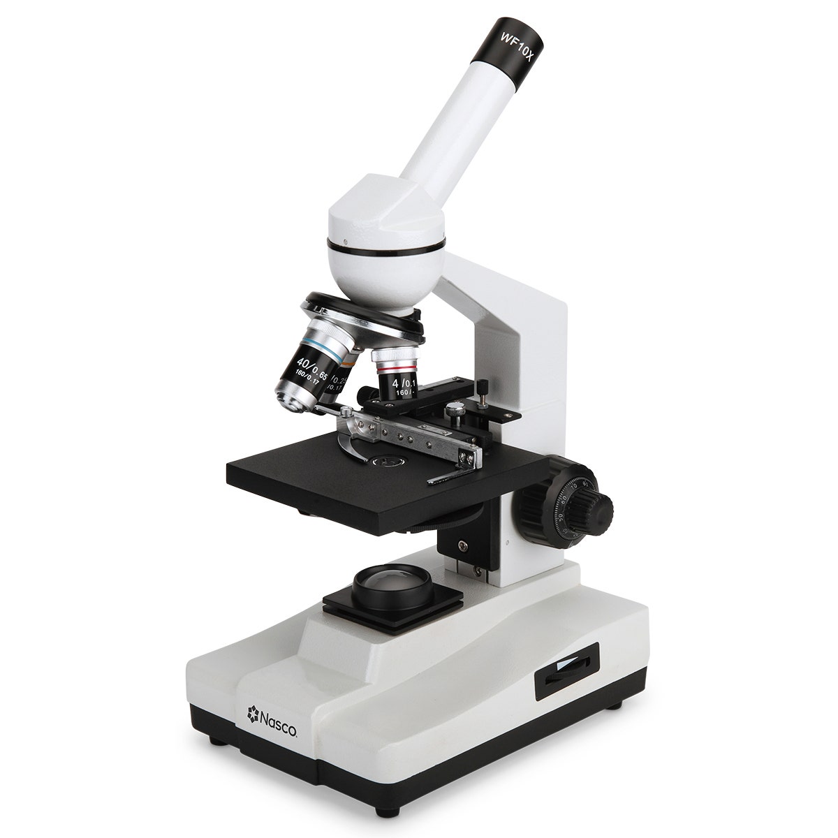 SB25252-Nasco Middle School Standard Microscope with Add-on Mechanical Stage Side Adjustment, 20-watt LED Illumination